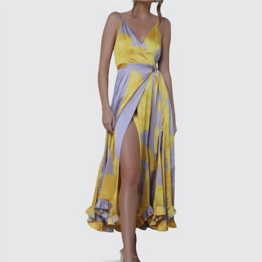 Hutch Monroe Wrap Dress Yellow Lavender